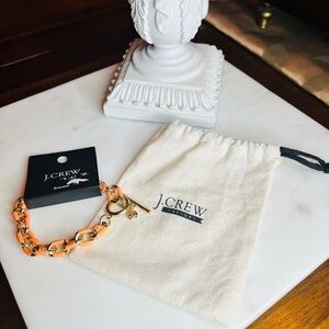 J. Crew Factory Chunky Link Coral Enamel & Gold Tone Bracelet w/a Toggle Clasp